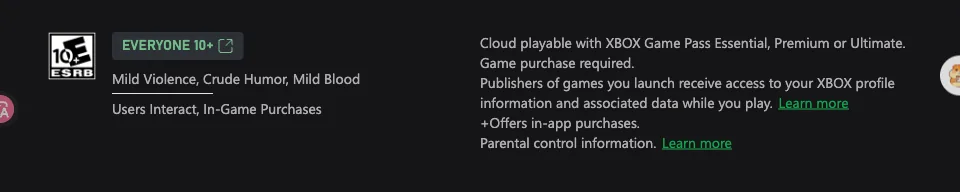 Cloud-play terms naming Game Pass plans and stating that a game purchase is required