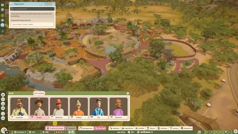 Planet Zoo 2 staff hire interface